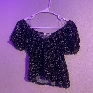 black off the shoulder flower top